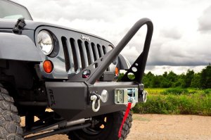 Jeep Cherokee Bumper Stinger Bar - Front - Rough Country - Carbon Black Textured - Black - '85-'01